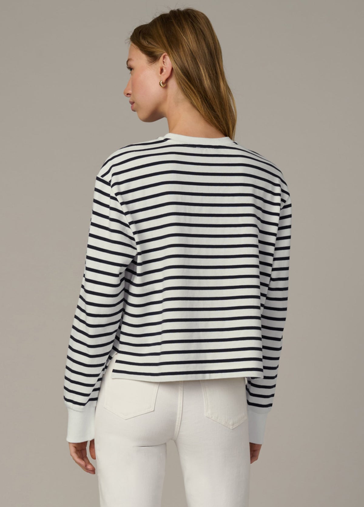 Joe's Jeans Sale THE LONG SLEEVE EASY TEE Milk Navy Stripe