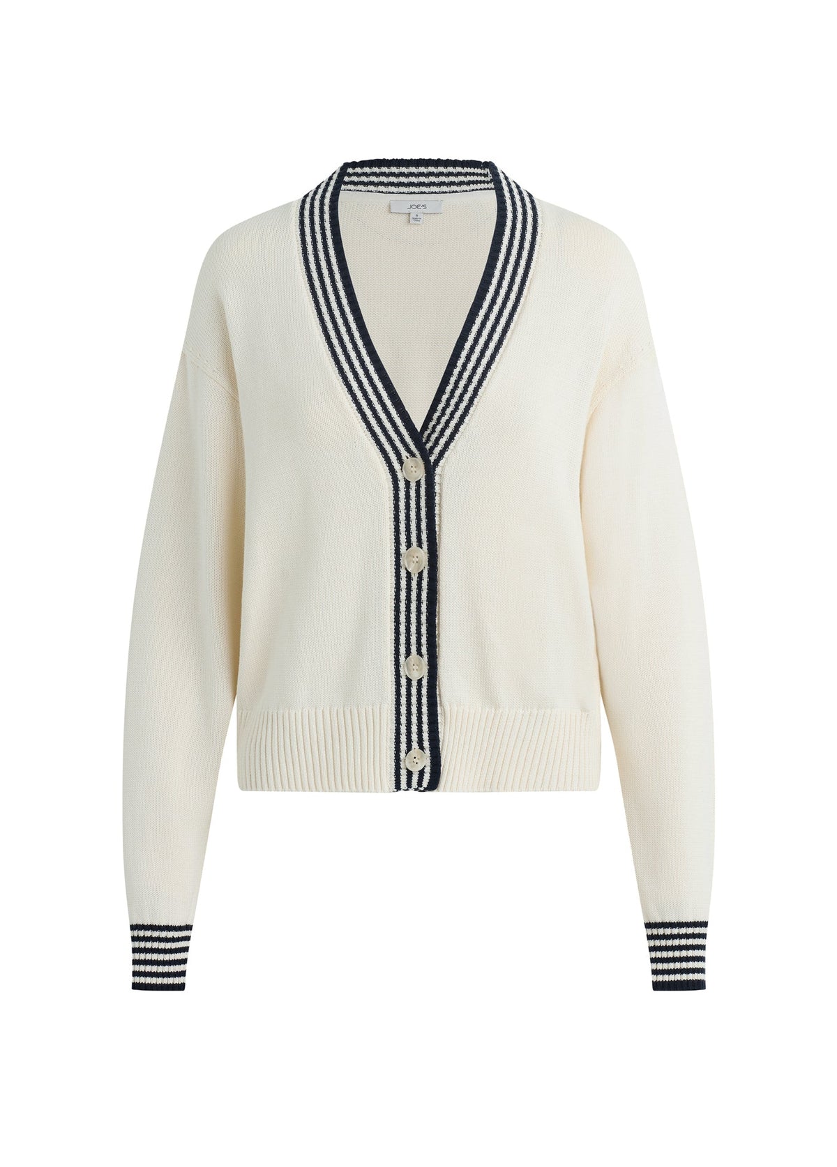 Joe's Jeans Sale THE LEAH CARDIGAN Ecru W/ Navy Tippi