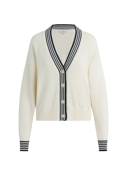 Joe's Jeans Sale THE LEAH CARDIGAN Ecru W/ Navy Tippi