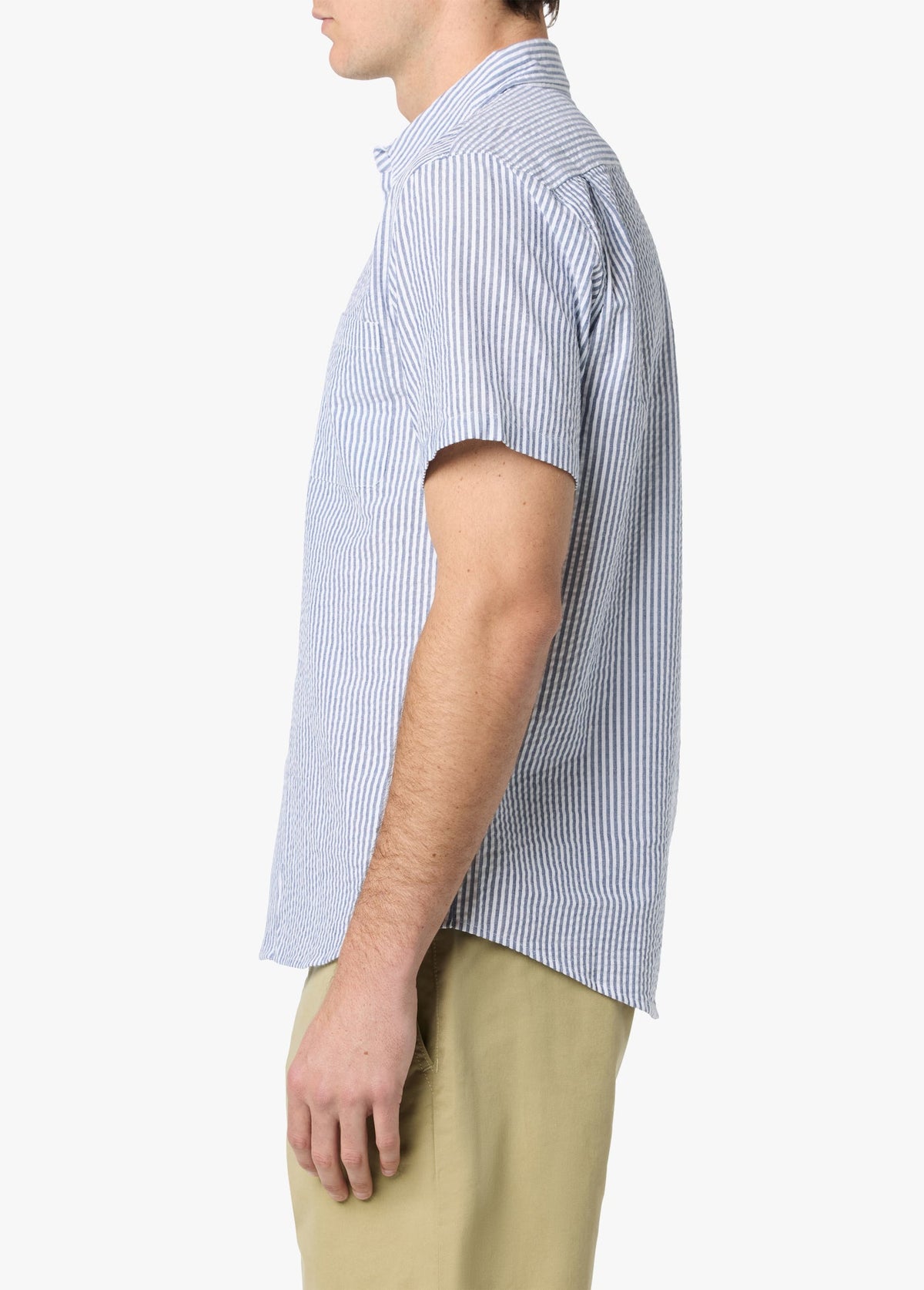 Joe's Jeans Sale SHORT SLEEVE SEERSUCKER STRIPE SHIRT Sailor/White