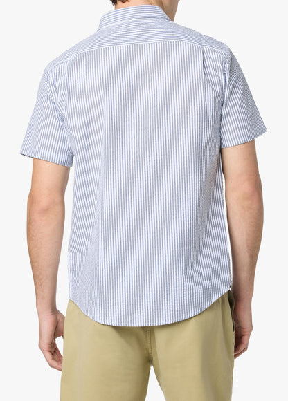 Joe's Jeans Sale SHORT SLEEVE SEERSUCKER STRIPE SHIRT Sailor/White