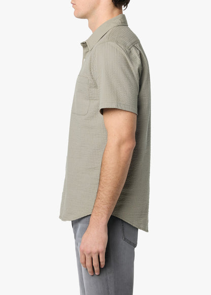 Joe's Jeans Sale SHORT SLEEVE SEERSUCKER SOLID SHIRT Olive